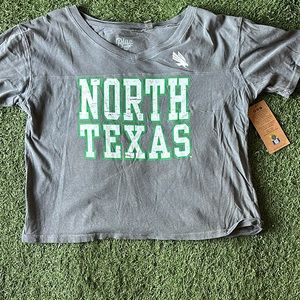 UNT North Texas green eagles women’s crop T shirt New with tags Sm Med Lg